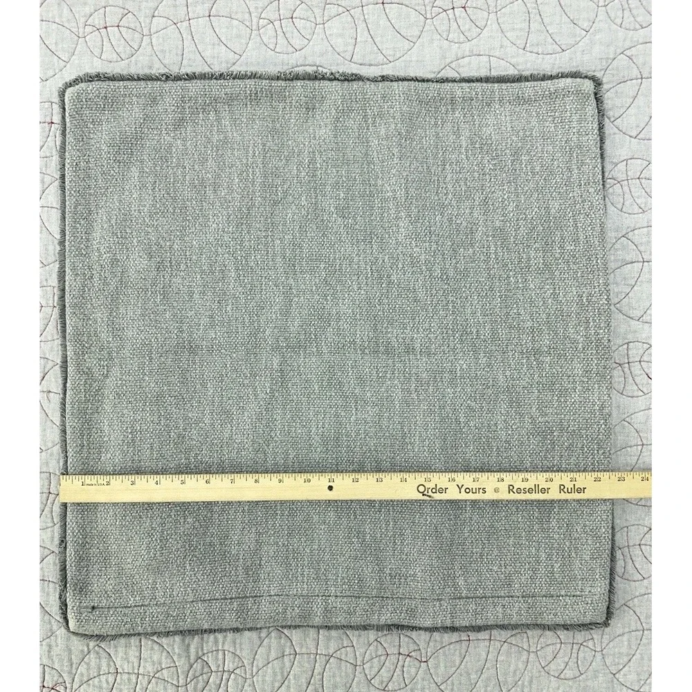 Pottery Barn Willa Textured Fringe Pillow Cover Gray 22